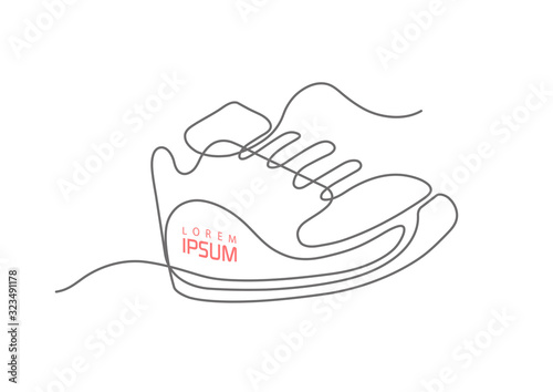 Sports shoes in a line style.  Sneakers Vector  . Sketch sneakers for your creativity.Shoe advertising .	