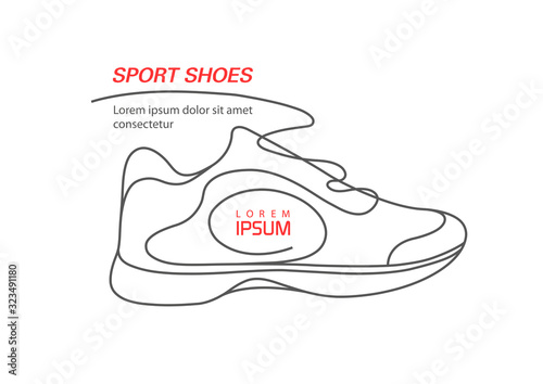 Sports shoes in a line style. Sneakers Vector . Sketch sneakers for your creativity.Shoe advertising .