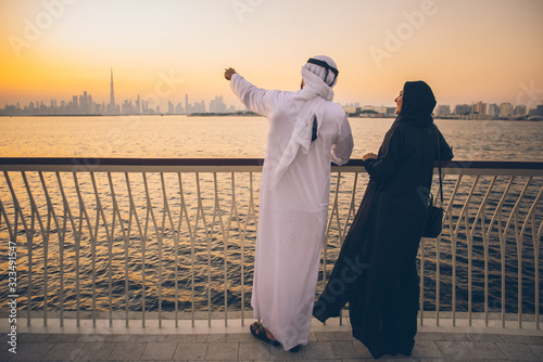 Photography Happy couple in Dubai enjoying the sunset with the skyline view