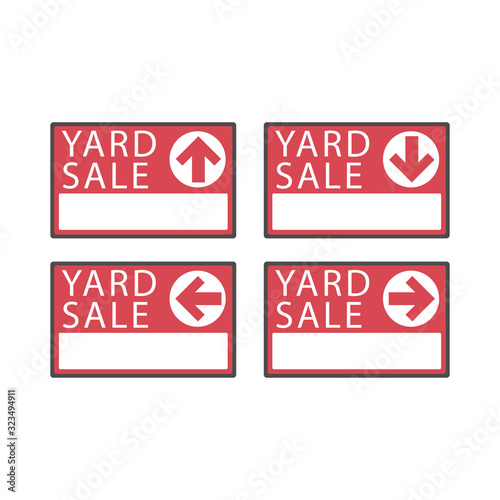 Yard sale red sign with copy space isolated on a white background, vector illustration.