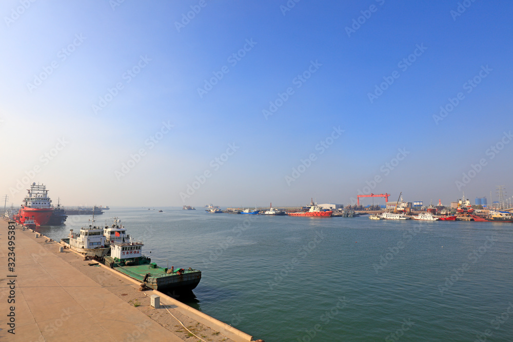 Fototapeta premium shipbuilding plant wharf scenery, Luannan County, Hebei Province, China