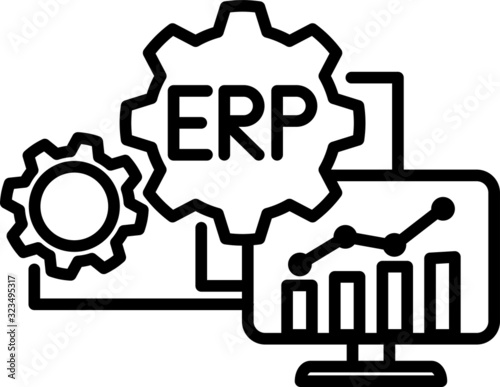 ERP system icon  vector illustration