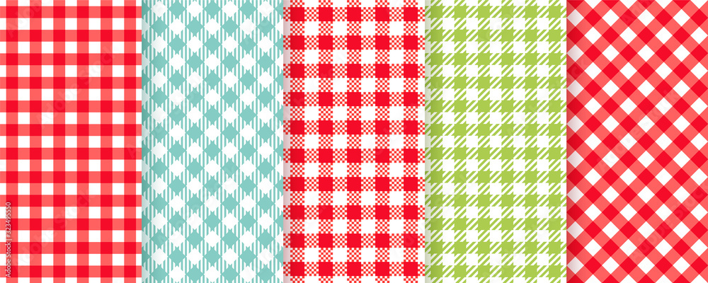 Plaid seamless pattern. Vector. Checkered texture. Picnic napkin. Tartan background. Set gingham pixel, buffalo textile prints. Geometric red white cloth. Abstract illustration. Simple trendy design. Plaid seamless pattern. Vector. Checkered texture. Picnic napkin. Tartan background. Set gingham pixel, buffalo textile prints. Geometric red white cloth. Abstract illustration. Simple trendy design.