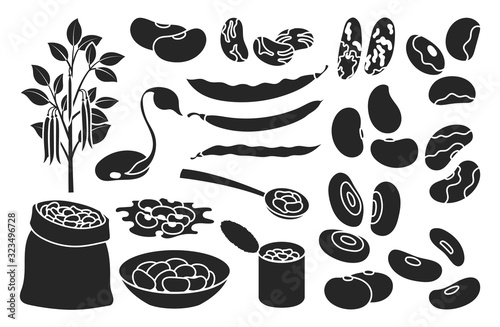 Bean of food vector illustration on white background .Isolated black set icon soybean.Vector black set icon bean of food.