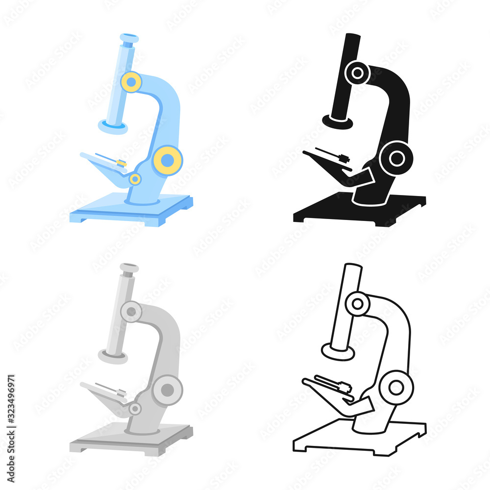 Isolated object of microscope and lab sign. Graphic of microscope and instrument vector icon for stock. Isolated object of microscope and lab sign. Graphic of microscope and instrument vector icon for stock.