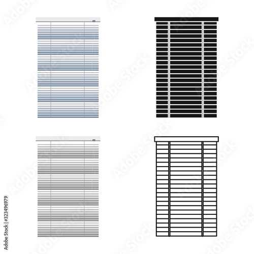 Vector illustration of jalousie and roll symbol. Web element of jalousie and bamboo vector icon for stock.