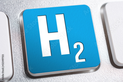 H2 Chemical Formula For Hydrogen On A Keyboard Button, Future Energy Concept