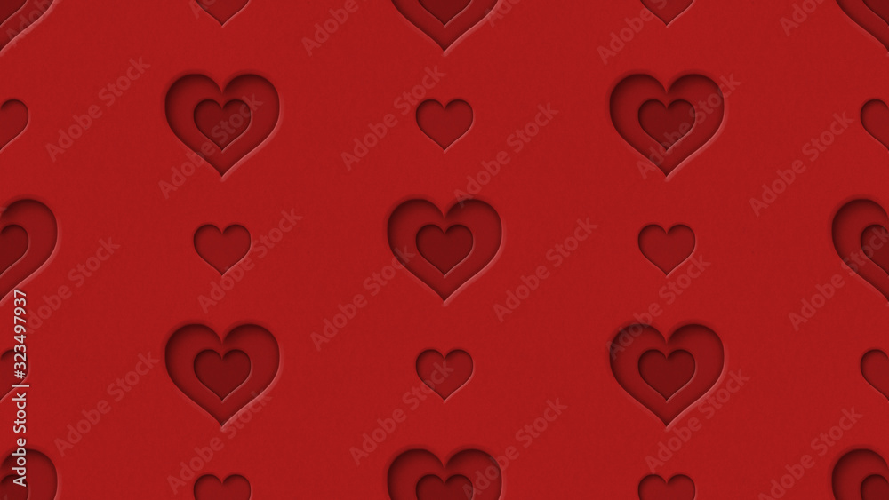 seamless heart shapes pattern illustration 3d render