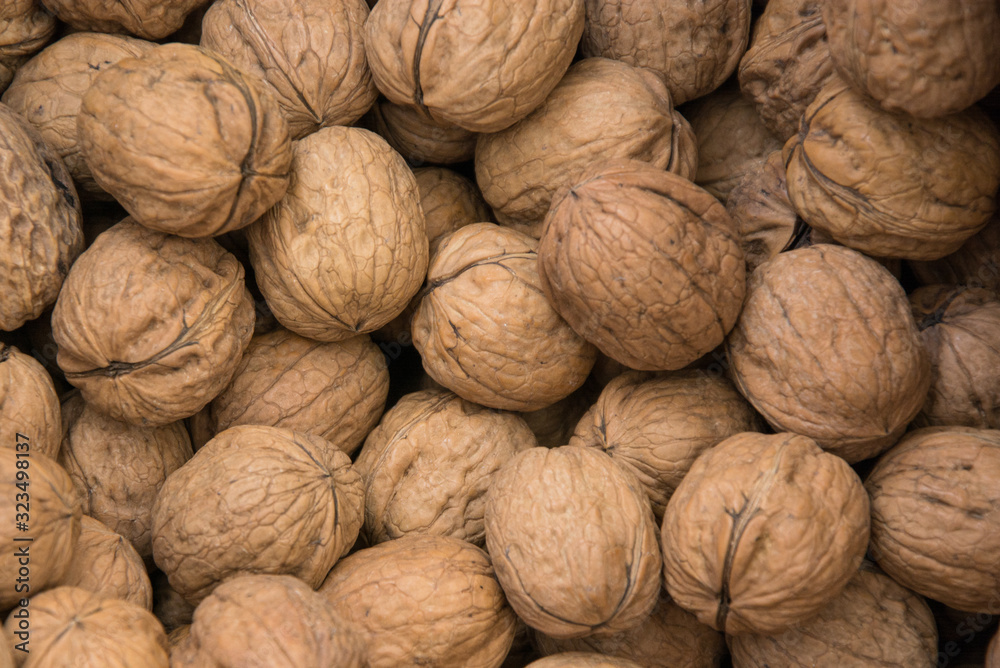Texture of whole walnuts. Juglans Regia Texture of whole walnuts. Juglans Regia