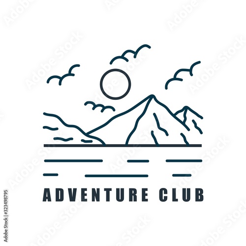 simple logo badge mountain design illustration