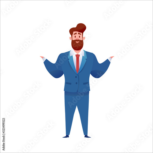 Vector business man in suit standing smiling