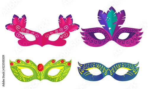 Set of masks for carnivals or masquerades costumes vector illustration