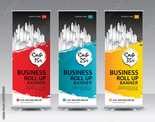 Business Roll Up Banner stand vector creative design. Sale banner stand or flag design layout. Modern Exhibition Advertising vector eps10. Trend design geometric.