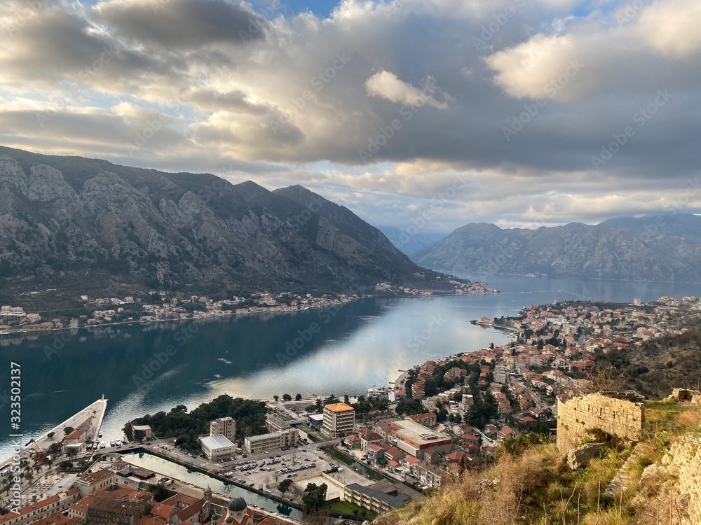 aerial view of the bay of kotor montenegro