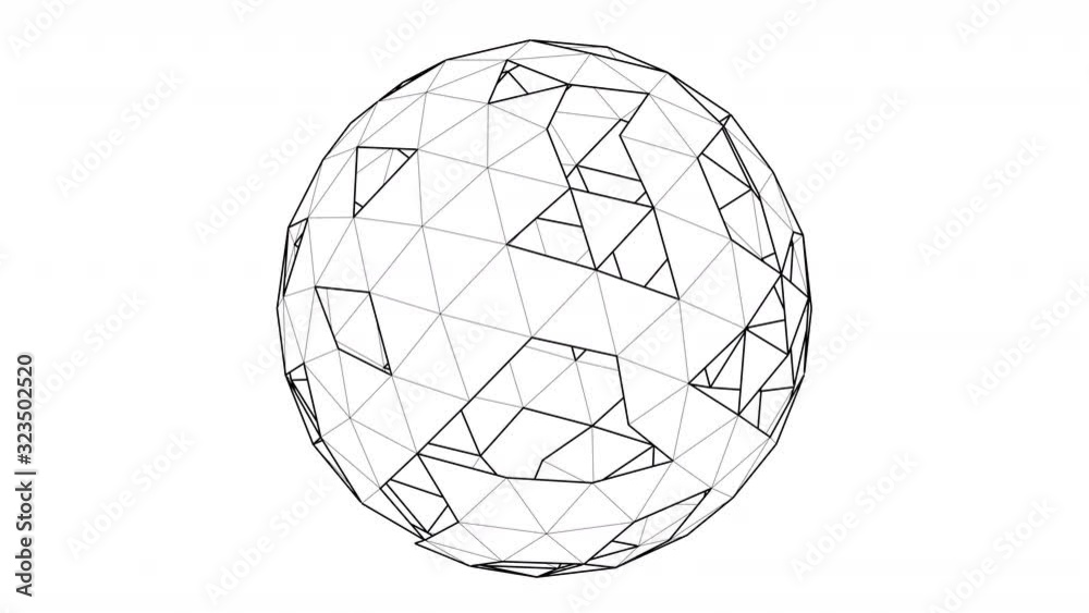 Abstract geometric shape design, rotating sphere, seamless looped 4k animation