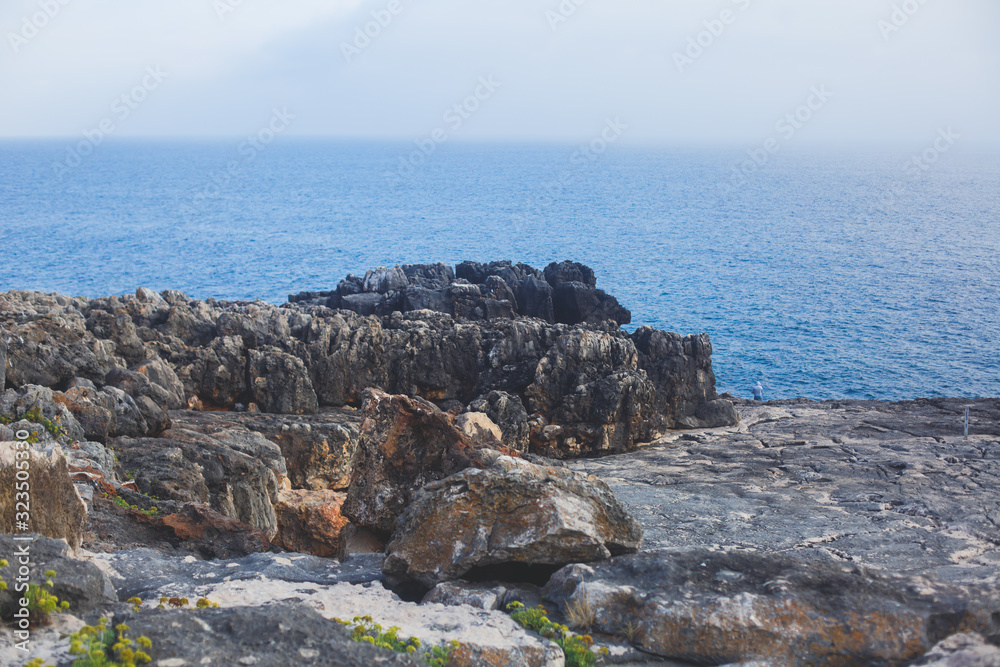 Beautiful aerial vibrant view of Boca Do Inferno (Hell's Mouth), Cascais, District of Lisbon, Portugal, shot from drone Beautiful aerial vibrant view of Boca Do Inferno (Hell's Mouth), Cascais, District of Lisbon, Portugal, shot from drone