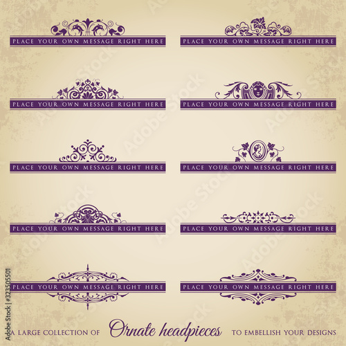 Vector set of ornate headpieces