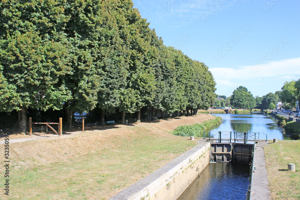 Nantes Brest canal lock at Pontivy, France Nantes Brest canal lock at Pontivy, France