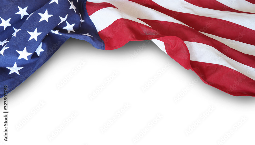 American flag on white - obrazy, fototapety, plakaty 