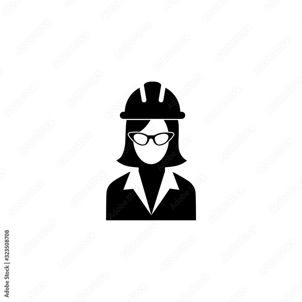 Construction woman worker icon isolated on white background