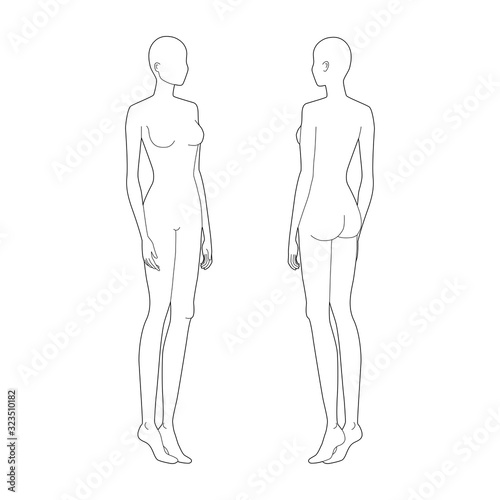 Fashion template of walking women. 