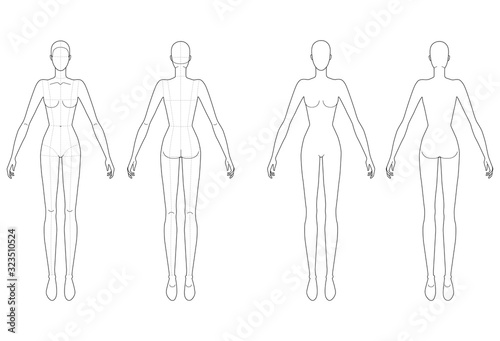 Fashion template of standing women. 