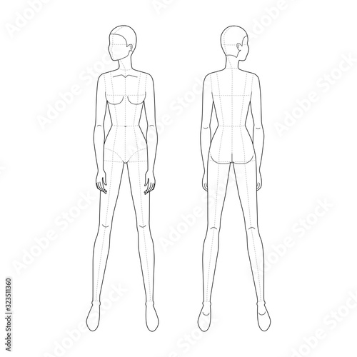 Fashion template of standing women. 