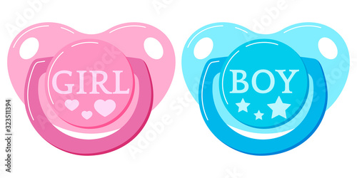 Pacifier baby dummy vector icon set isolated on white background.