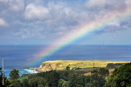 Rainbow over Azores island at Sao Miguel.