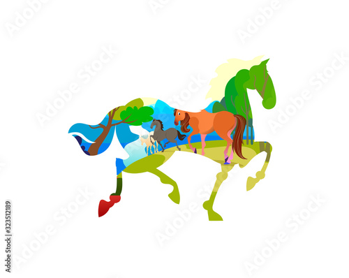 Horse logo design. Use it for makeing web or print posters for equine competitions or stable. Vector illustration.