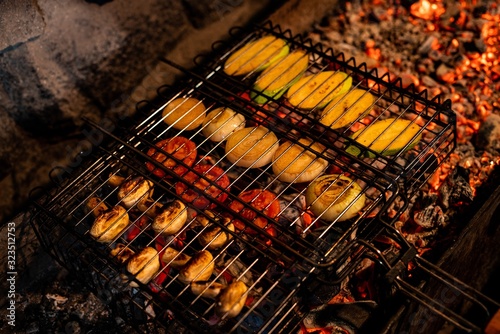 Vegetables being prepaired open air view photo