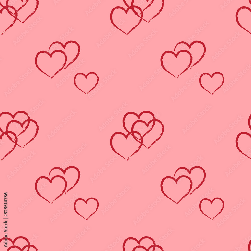 Valentines Day holiday pattern design. Heart shape with text. Vector illustration.