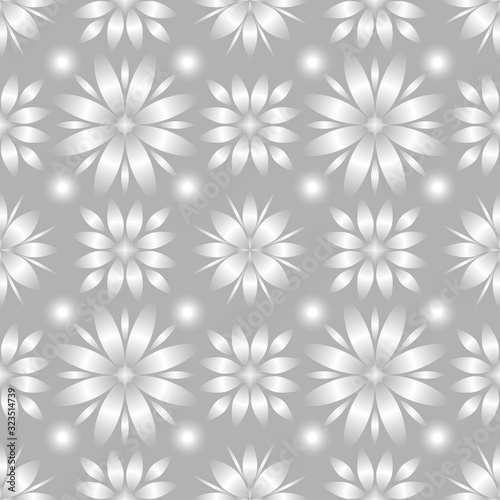 Seamless endless repeating soft ornament in gray color on white background