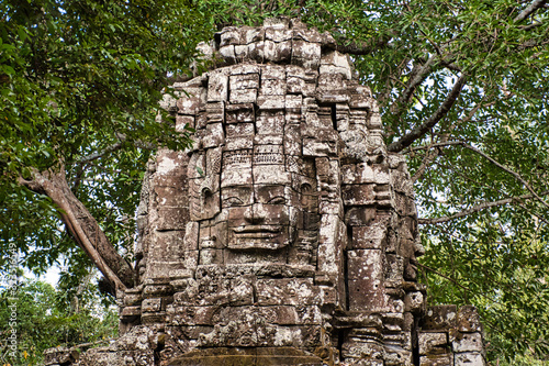 Preah Khan Temple site among the ancient ruins of Angkor Wat Hindu temple complex in Cambodia photo