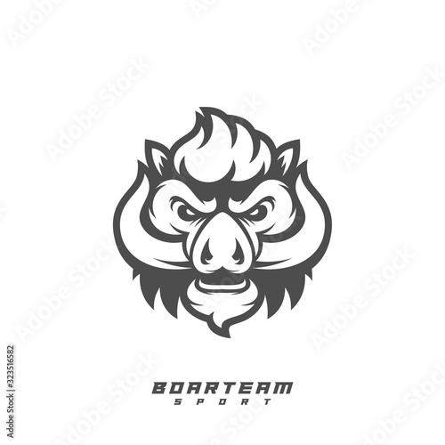 Boar Esport gaming mascot logo template Vector. Modern Head Boar Logo Vector