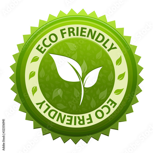 ECO Friendly green label or symbol icon isolated on white background. Vector illustration