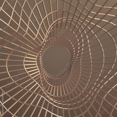 Metal grid labyrinth. 3d illustration  3d rendering.
