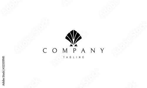 Vector black logo on which an abstract image of a shell.