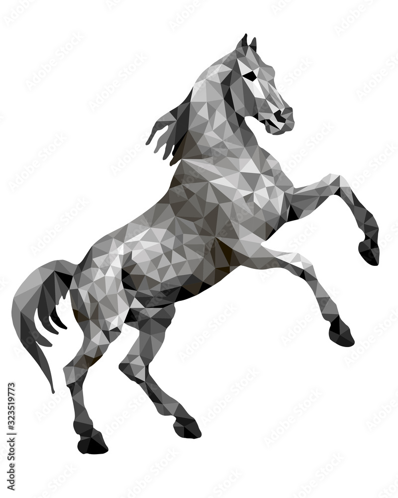 horse silver, isolated image on white background in low poly style horse silver, isolated image on white background in low poly style