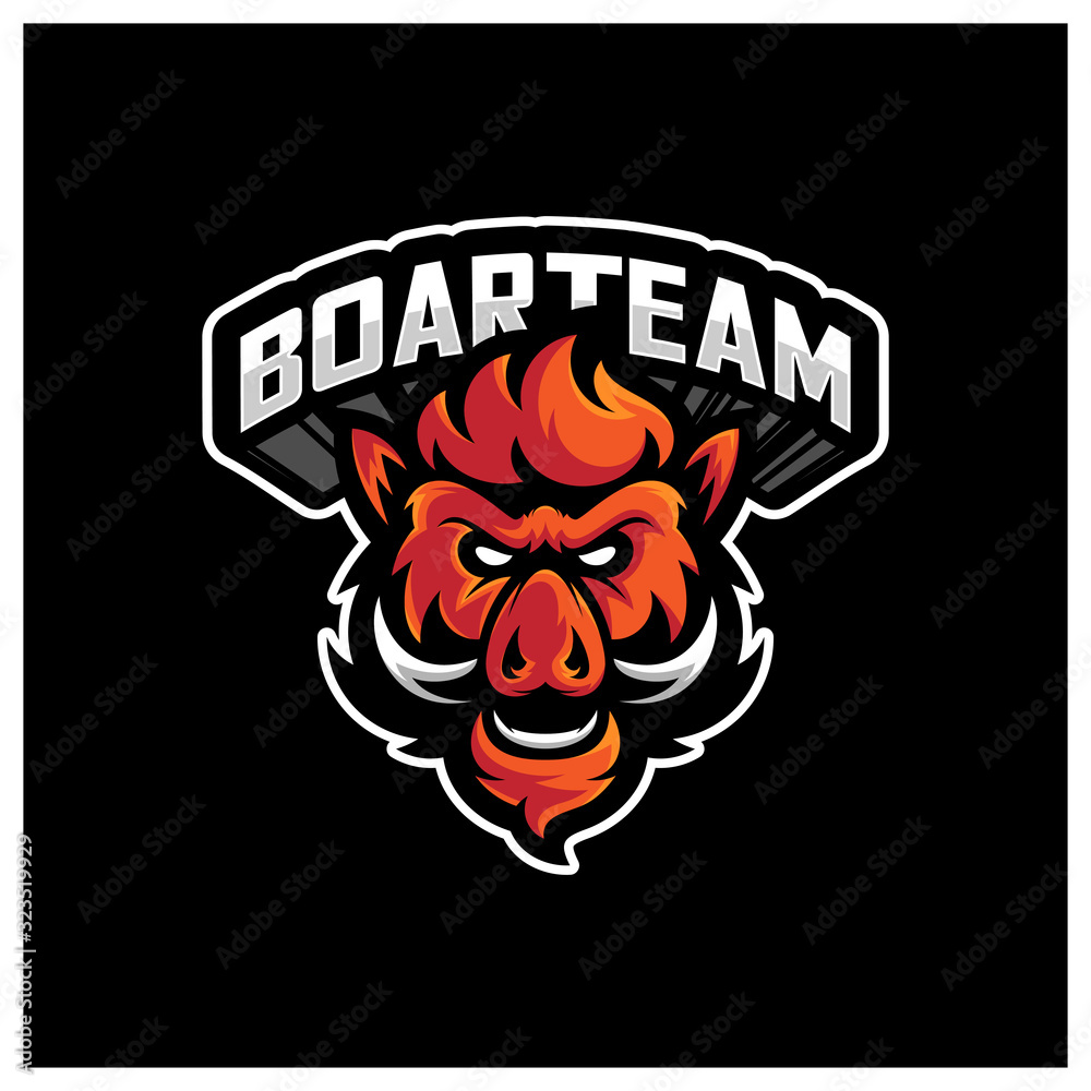 Boar Esport gaming mascot logo template Vector. Modern Head Boar Logo Vector