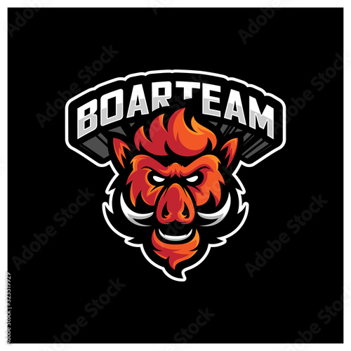 Boar Esport gaming mascot logo template Vector. Modern Head Boar Logo Vector