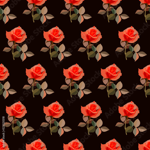 seamless pattern in bright colors with flowers of roses  wallpaper ornament  wrapping paper