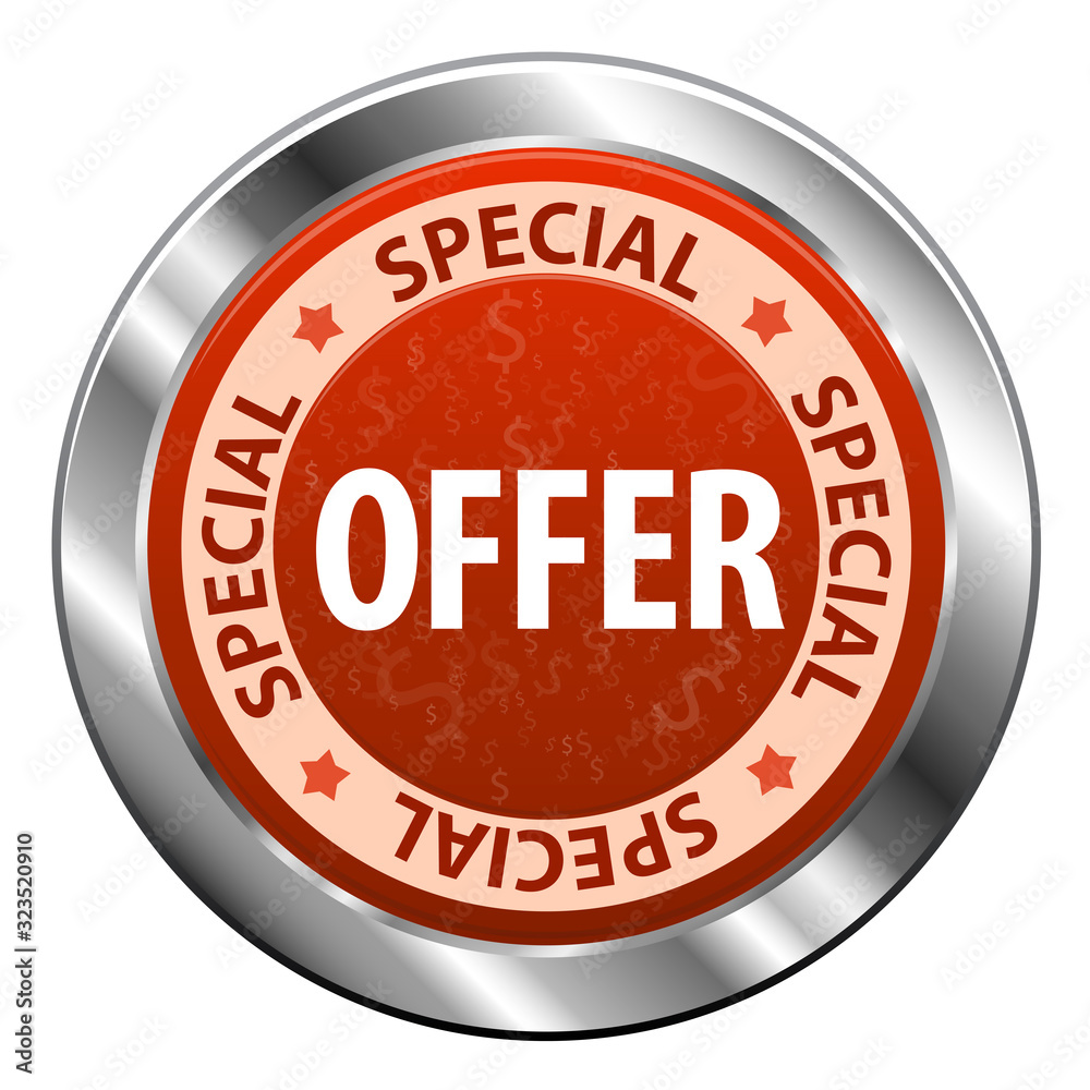Label Special offer metal icon isolated on white background. Vector illustration