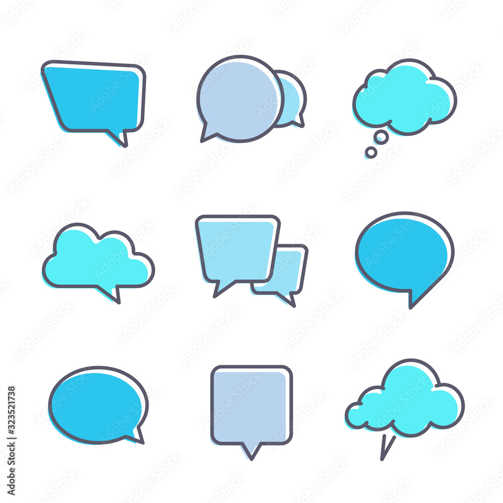 Speech bubble icon set, Vector isolated colorful illustration