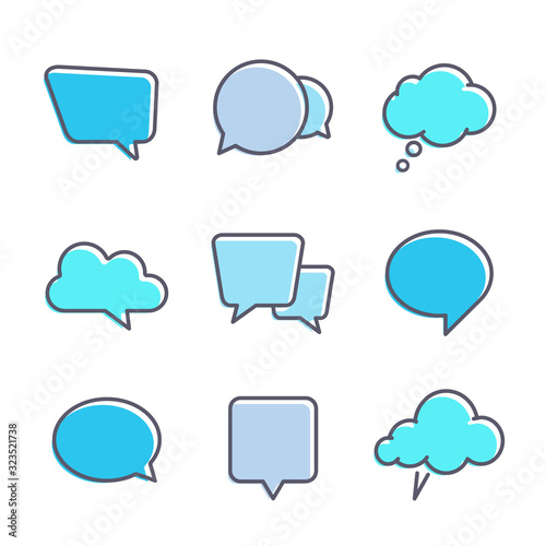 Speech bubble icon set, Vector isolated colorful illustration