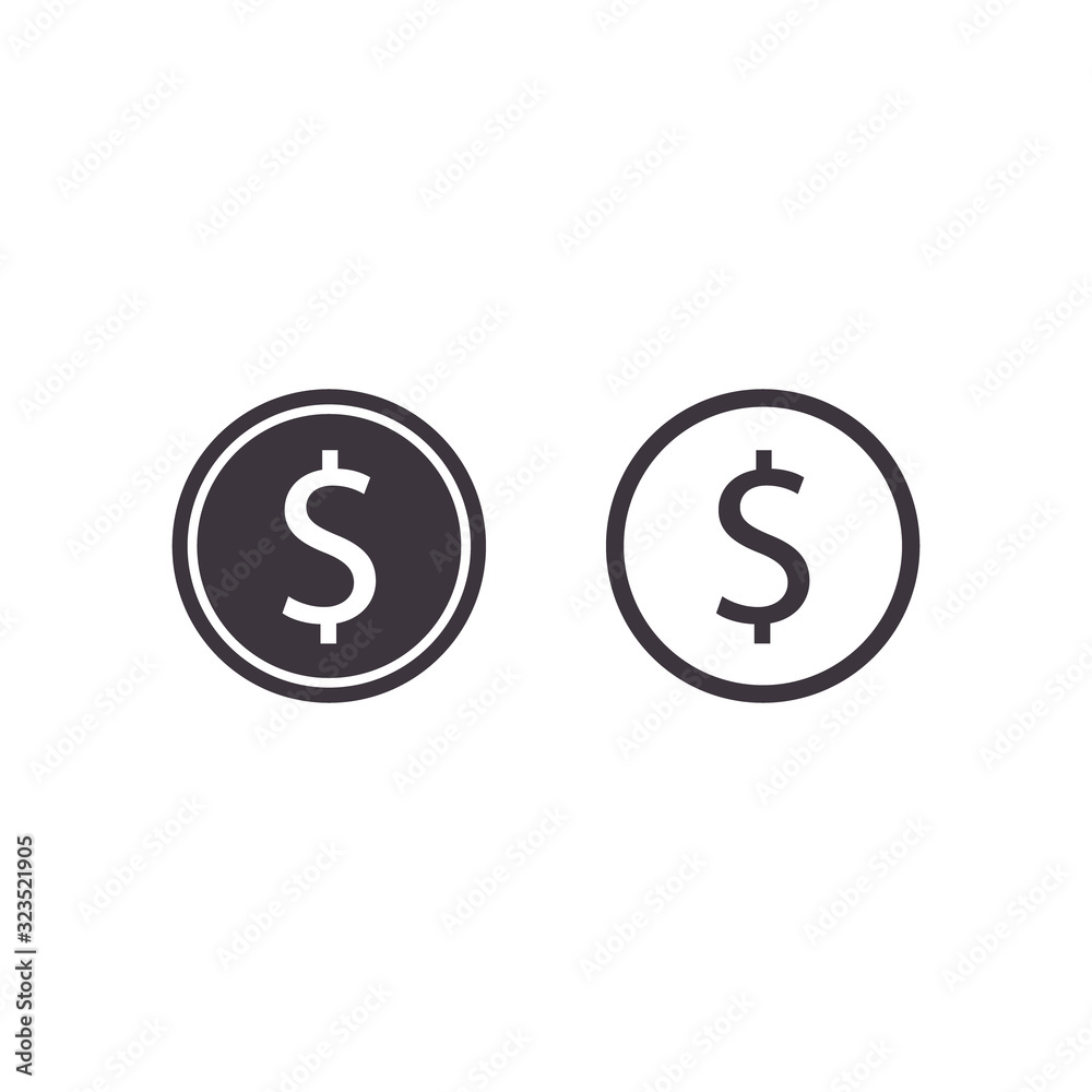 Coin Icon, Vector money isolated flat design illustration Coin Icon, Vector money isolated flat design illustration