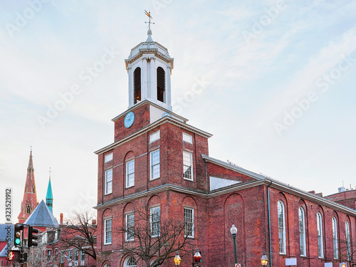 Clark Street and St Stephen Church at downtown Boston photo