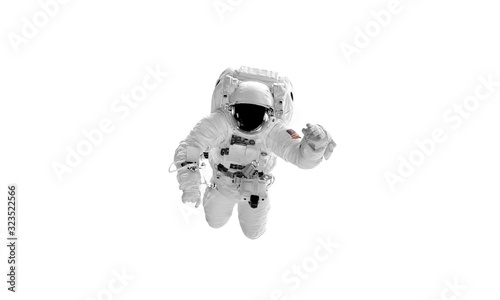 Astronaut in space suit over white background. Elements of this image furnished by NASA
