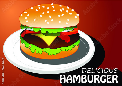 delicious hamburger on white background