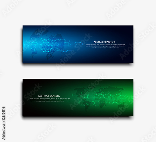 Banner with computer motherboard suitable for concepts of industry, technology, engineering . Vector illustration